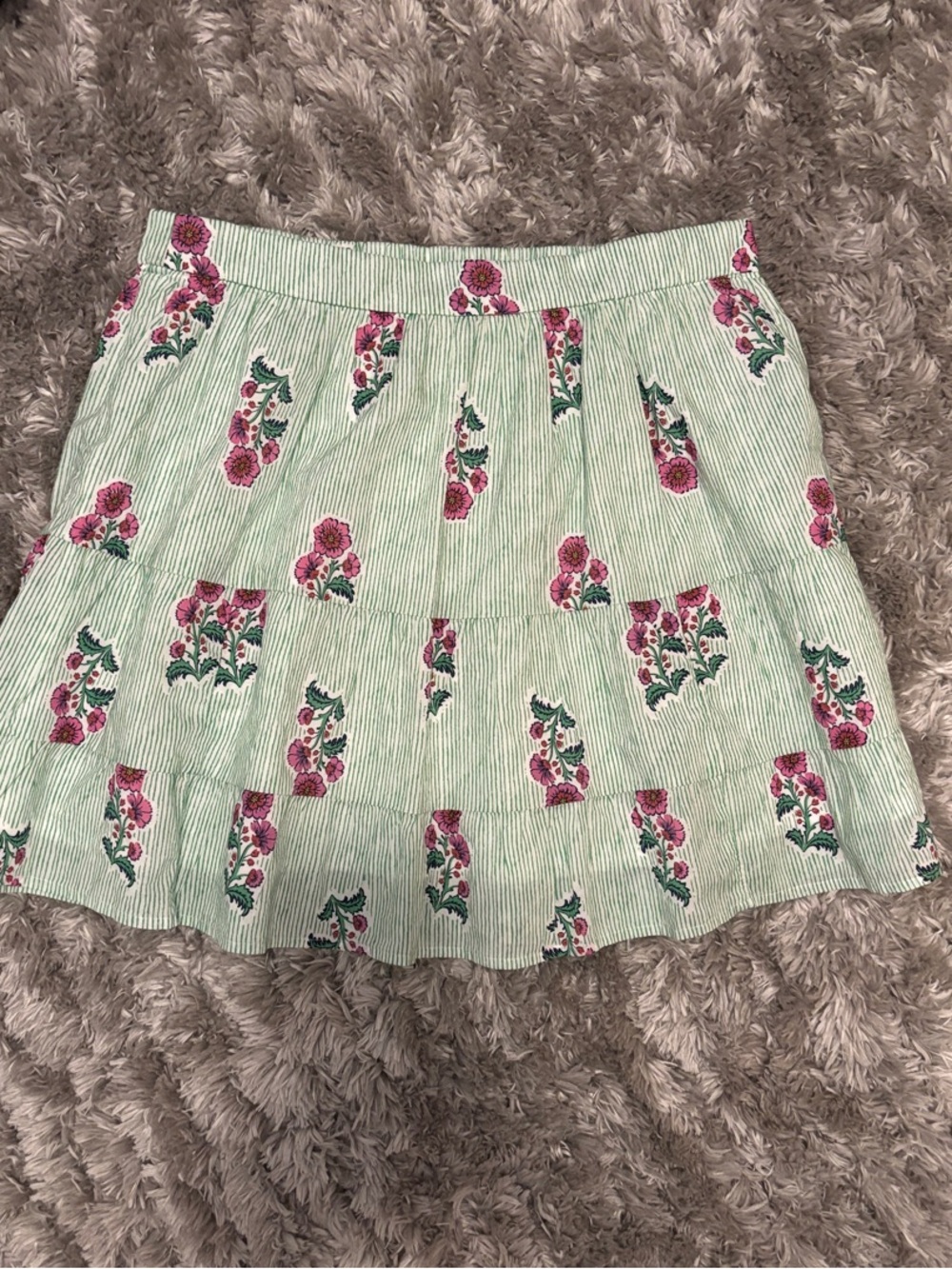 J Crew Light Green Floral A-Line Skirt